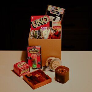 Unplugged Date Night Gift Box: Retro Game Night Set with Wine Glasses